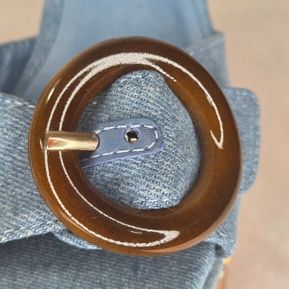 NWT Steve Madden Women's Dinnah Platform Buckle Dress Sandals - Denim - Picture 8 of 9